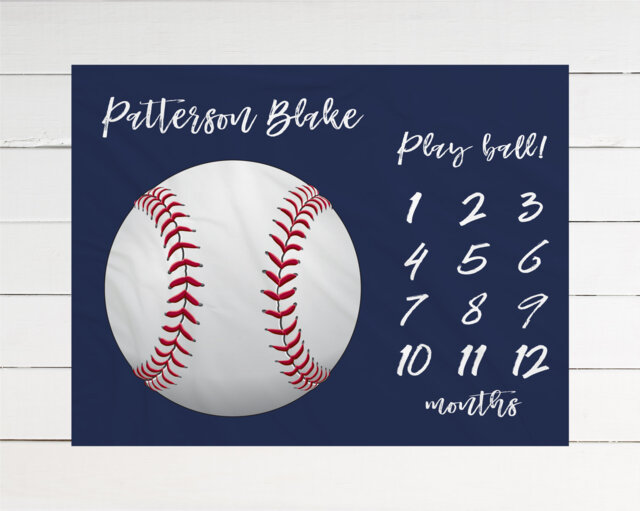 Baseball Milestone Blanket Monthly Growth Tracker Soft Fleece Sports Baby Shower Gift Newborn Watch Me Grow Boy - image 1