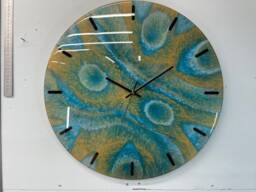 50cm Gold Teal & Silver Modern Resin Wall Clock, Unusual Abstract Clock - thumbnail 1