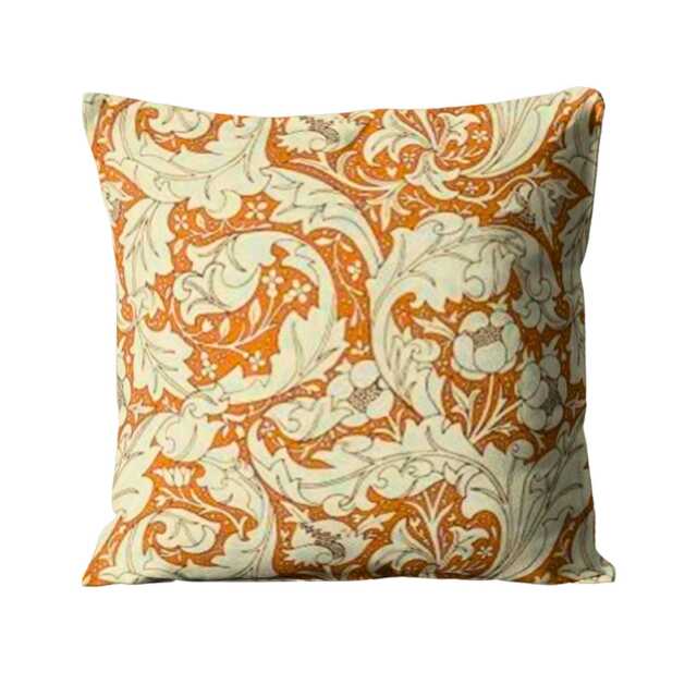 William Morris Bachelors Button Cushion Cover Burnt Orange & Sky Linen Pillow, 16x16 - image 1