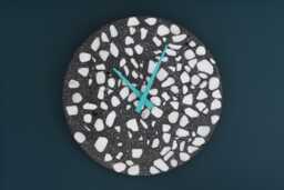 Terrazzo Wall Clock - Handmade Concrete Wooden Hands Unique Home Decor - thumbnail 1
