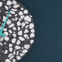 Terrazzo Wall Clock - Handmade Concrete Wooden Hands Unique Home Decor - thumbnail 3