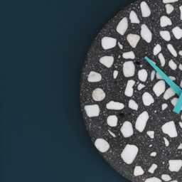 Terrazzo Wall Clock - Handmade Concrete Wooden Hands Unique Home Decor - thumbnail 2
