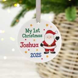Personalised Baby's First Christmas Ceramic Ornament Santa Bauble - thumbnail 4
