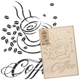 Coffee Cup Wall Stencil Reusable Cafe Decor Template - thumbnail 1