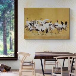 Japanese Cranes Vintage Art Print By Ishida Yute - Framed Canvas Or Rolled - thumbnail 2