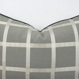 Black & Beige Plaid Masculine Pillow Cover, Piping, 12 X 20 Inch Tan Pillow, Accent Throw - thumbnail 3