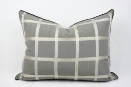 Black & Beige Plaid Masculine Pillow Cover, Piping, 12 X 20 Inch Tan Pillow, Accent Throw - thumbnail 1
