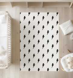 Lightning Flash Rug Carpet, Bolt Kids Decor, Children's Room Decor, Kids Rug, Monochrome Decor - thumbnail 1