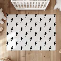 Lightning Flash Rug Carpet, Bolt Kids Decor, Children's Room Decor, Kids Rug, Monochrome Decor - thumbnail 2
