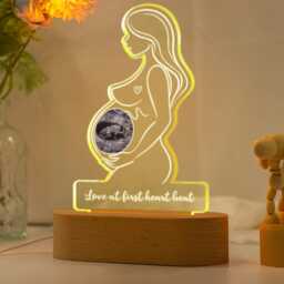 Personalized Ultrasound Photo Night Light, Custom Pregnancy Keepsake Gift For Expecting Parents, Baby Shower Mom, Baby Led Lamp - thumbnail 2