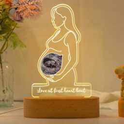 Personalized Ultrasound Photo Night Light, Custom Pregnancy Keepsake Gift For Expecting Parents, Baby Shower Mom, Baby Led Lamp - thumbnail 3