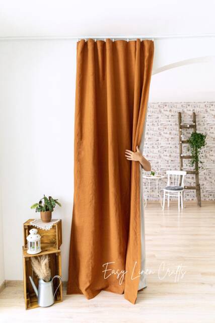 Linen Blackout Curtain, Linen Curtain Drape, Custom Window Darkening Panel, - 1 Panel - image 1
