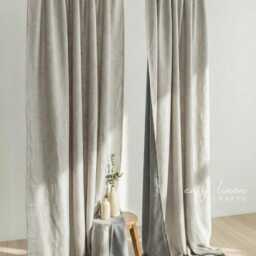 Linen Blackout Curtain, Linen Curtain Drape, Custom Window Darkening Panel, - 1 Panel - thumbnail 3