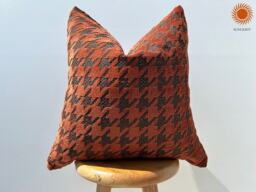 Terracotta Houndstooth Pillow Cover, Rust Accent, Textured Woven