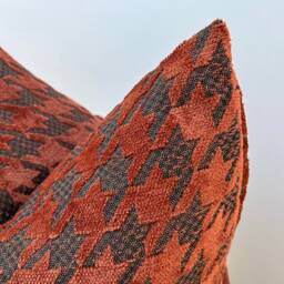 Terracotta Houndstooth Pillow Cover, Rust Accent, Textured Woven - thumbnail 3