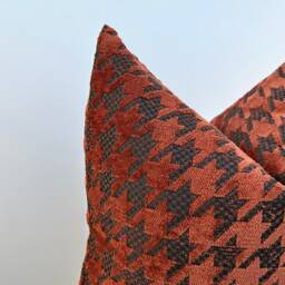 Terracotta Houndstooth Pillow Cover, Rust Accent, Textured Woven - thumbnail 2
