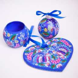 Blue Peacock Christmas Ornament, Hand Painted Petrykivka Glass Bauble, Personalized - thumbnail 4