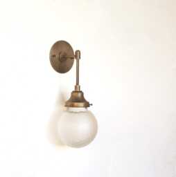 Wall Sconce Light, Mid Century Brass Light, Frosted Cutting-Glass Shade, Ul Listed, No.0184