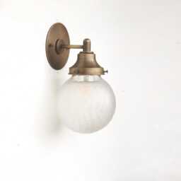 Wall Sconce Light, Mid Century Brass Light, Frosted Cutting-Glass Shade, Ul Listed, No.0184 - thumbnail 2