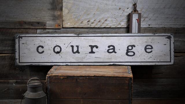 Courage Sign, Motivational Decor, Custom Word Wall Decor - Rustic Hand Made Distressed Wood Decorations - image 1