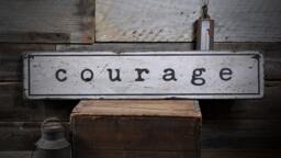 Courage Sign, Motivational Decor, Custom Word Wall Decor - Rustic Hand Made Distressed Wood Decorations - thumbnail 1