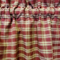 Handmade Rustic Country Primitive Burgundy Plaid Homespun Valance Farmhouse Curtain - thumbnail 2