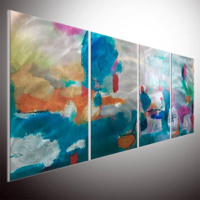 Large Abstract Metal Wall Art, Colorful Handmade Painting - image 1