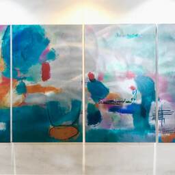 Large Abstract Metal Wall Art, Colorful Handmade Painting - thumbnail 2