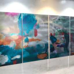 Large Abstract Metal Wall Art, Colorful Handmade Painting - thumbnail 3