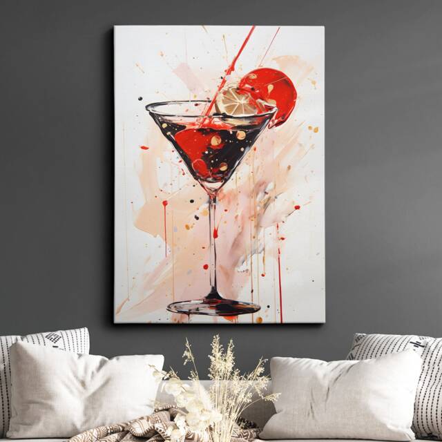 Bloody Mary Cocktail Glass Beverage Watercolor Drink Painting Framed Poster Print & Canvas Wall Decor Art Bedroom Home Interior Gift - image 1