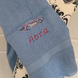 Racing Car Towel - Personalised Face Cloth/Hand Bath = Embroidered - thumbnail 3