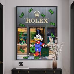 Scrooge Mcduck X Rolex Watch Art - Canvas Alec Monopoly Inspired - thumbnail 1