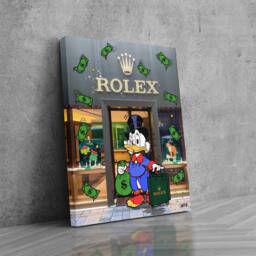 Scrooge Mcduck X Rolex Watch Art - Canvas Alec Monopoly Inspired - thumbnail 2