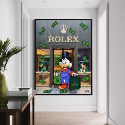 Scrooge Mcduck X Rolex Watch Art - Canvas Alec Monopoly Inspired - thumbnail 3