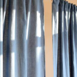 Blue Linen Curtains - Set Of 2 Farmhouse Living Room Decor - thumbnail 2