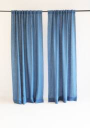 Blue Linen Curtains - Set Of 2 Farmhouse Living Room Decor