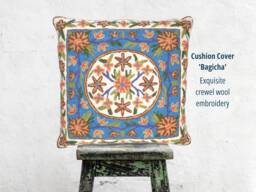 "Hand Embroidered Cushion Cover Kashmiri Crewel "