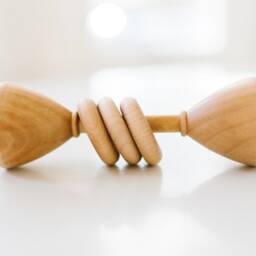 Natural Wooden Baby Rattle Classic Montessori Toy - thumbnail 2