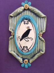 Art, Wall Art, Crow, Blackbird, Raven, Ceramic Wall Art, Clay Plaque, Corvid Hanging