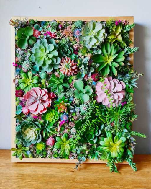 Faux Succulent 3D Wall Art Vibrant Wood Framed Botanical Decor For Home Or Business - image 1