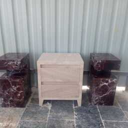 Handcrafted Rosso Levanto Marble Side Table, Natural Stone Coffee Sculptural Modern Minimalist Accent, Custom Furniture - thumbnail 3