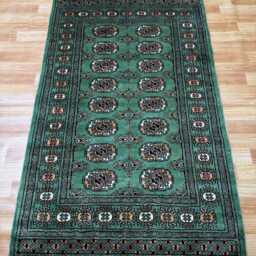 3x5 Sea Green Bokhara Rug - Washable Kitchen Wool Living Room Hand Knotted Wall Turkish - thumbnail 2
