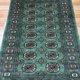 3x5 Sea Green Bokhara Rug - Washable Kitchen Wool Living Room Hand Knotted Wall Turkish - thumbnail 3