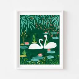 Swan Art Print, Tropical Nursery Botanical Wall Art, Jungle Swan Decor, Girl Room Art, Housewarming Gift - thumbnail 3