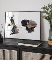 Britain & Lithuania Map Black & Gold Travel Wall Art Print - United Kingdom UK - thumbnail 1