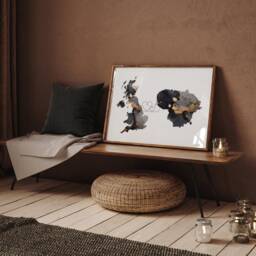 Britain & Lithuania Map Black & Gold Travel Wall Art Print - United Kingdom UK - thumbnail 2