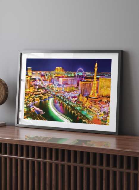 Las Vegas Boulevard At Night Framed Wall Art Print City Lights Modern Urban Photography America Casino Strip Home Decor Gift Design - image 1
