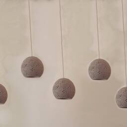 5 Gray Ceramic Pendant Lights Handmade Perforated Ceiling Lighting - thumbnail 2
