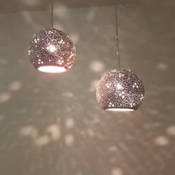 5 Gray Ceramic Pendant Lights Handmade Perforated Ceiling Lighting - thumbnail 3