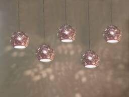 5 Gray Ceramic Pendant Lights Handmade Perforated Ceiling Lighting